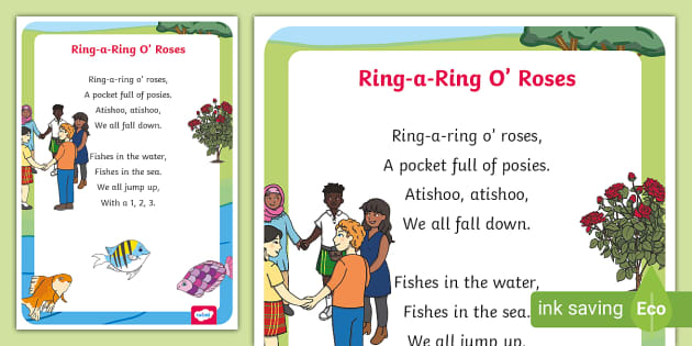 Ring-a-ring O' Roses Song Sheet (teacher made) - Twinkl