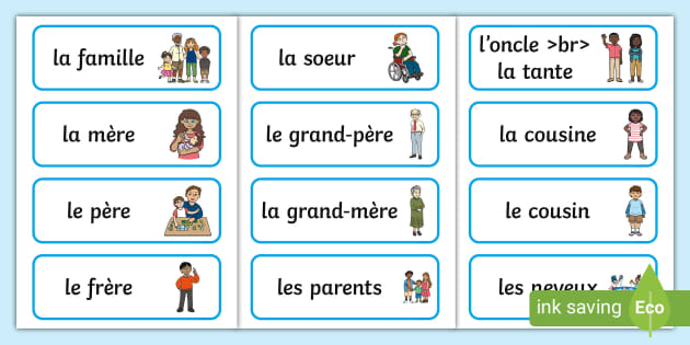 Family Members in French Vocabulary Cards