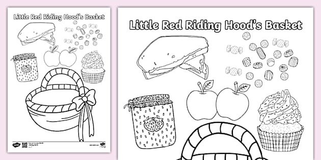 Little Red Riding Hood Basket Colouring Pages Twinkl