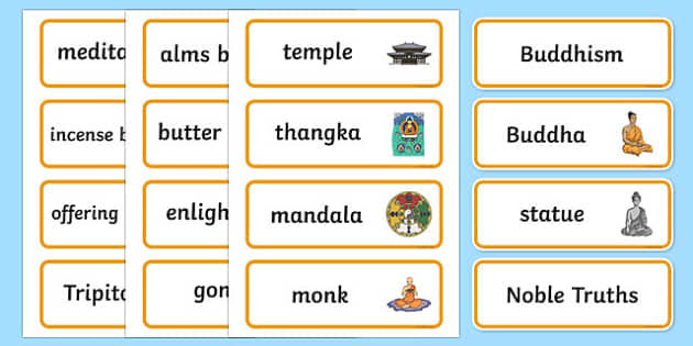 Buddhism Word Cards teacher made Twinkl