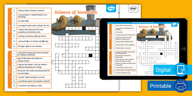 Science of Invention Crossword for 6th 8th Grade Twinkl