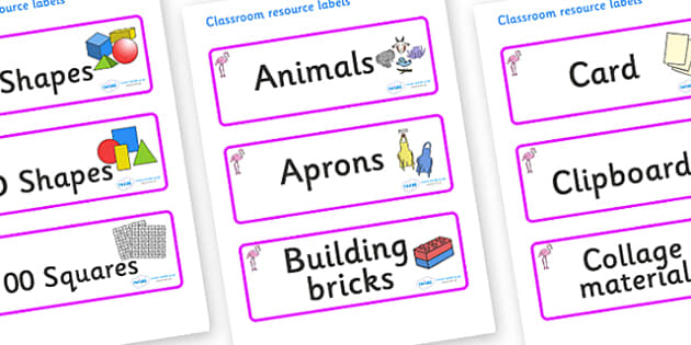 Free Flamingo Themed Editable Classroom Resource Labels