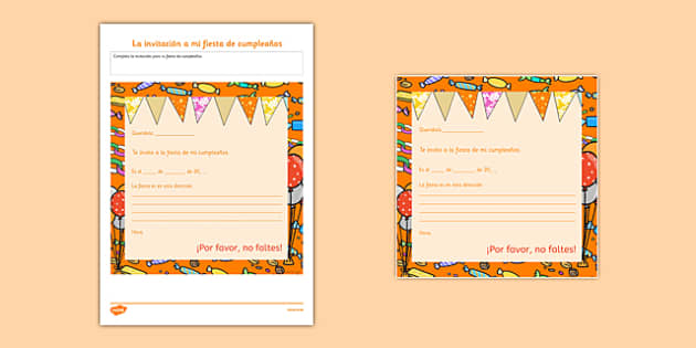 Spanish Party Invitation Template | MFL Resources | KS2