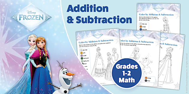 Free Frozen Math Color Frozen: Color by Addition and Subtraction Within 20 Worksheets