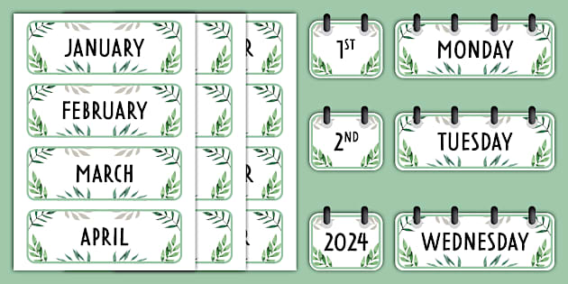 Botanical-Themed Date Flip Cards (teacher made) - Twinkl