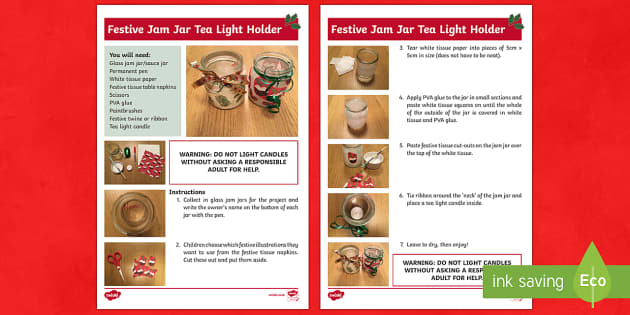 Festive Jam Jar Candle Holder Craft Instructions - Twinkl