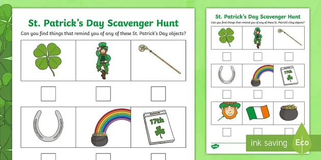 KS1 St. Patrick s Day Scavenger Hunt teacher made Twinkl