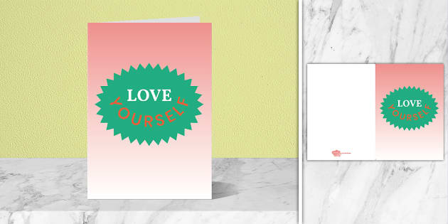 Love Yourself Vintage Sign Card | Twinkl Party - Twinkl