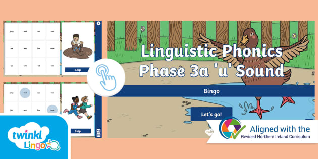 Linguistic Phonics Phase 3a 'u' Sound Bingo Game - Twinkl