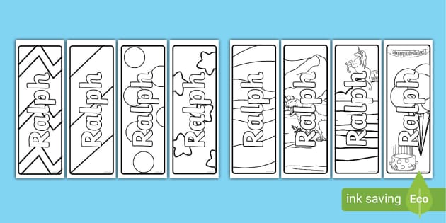 FREE! - Ralph Name Simple Colouring Bookmarks - Twinkl