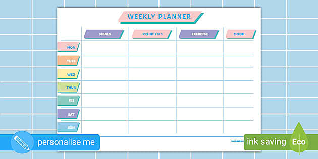 Colourful Weekly Planner  Twinkl Busy Bees (Teacher-Made)