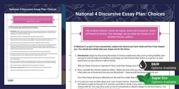 discursive essay plan