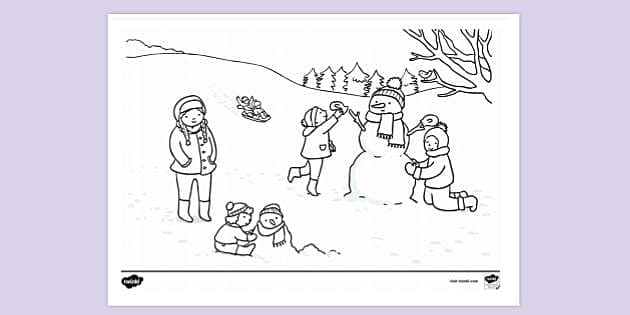 Free Printable Winter Scene Colouring Page Twinkl Twinkl