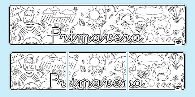 Pancarta: Primavera - Para colorear