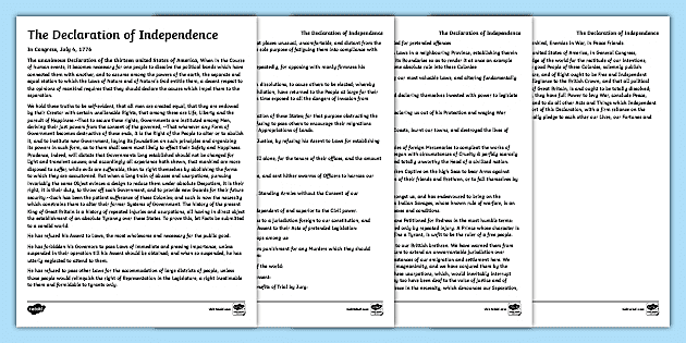 Declaration of Independence Worksheet resource | Twinkl USA