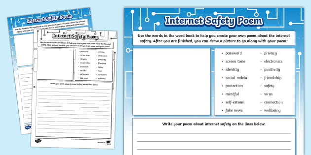 Internet Safety Poem Writing Template (teacher made)