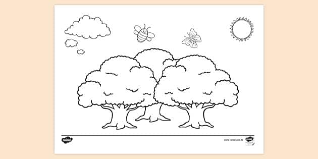 Desenhos de Árvores para colorir, jogos de pintar e imprimir