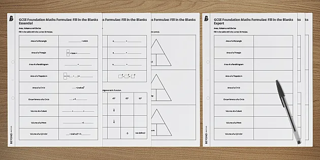 Gcse Maths Formulae Worksheets Ks4 Maths Beyond