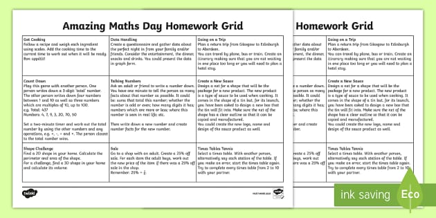 maths homework grid