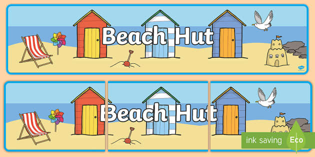 Beach Hut Banner (teacher made) - Twinkl