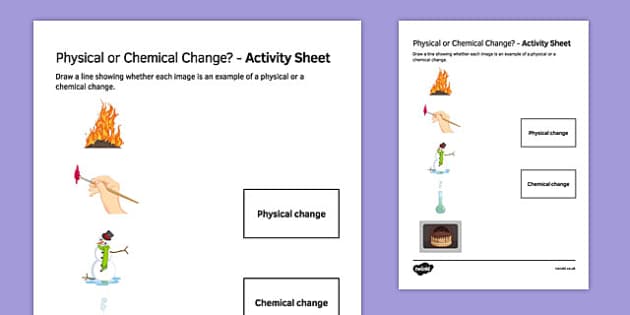 Physical Or Chemical Change Match And Draw Twinkl