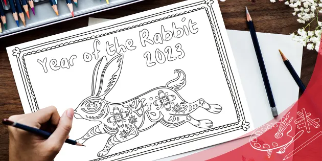 Color Your Own 2023 Chinese New Year of the Rabbit Fuzzy Magnets