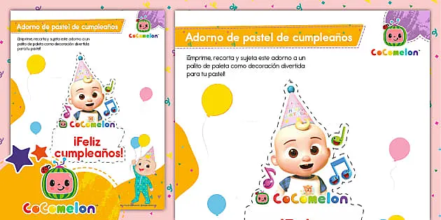GRATIS CoComelon: Banderines de cumpleaños (teacher made)