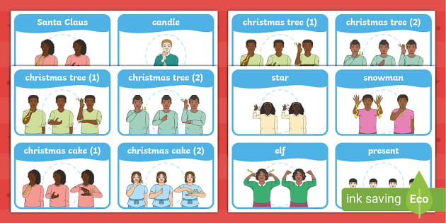 Auslan Christmas Word Cards - Auslan Christmas signs