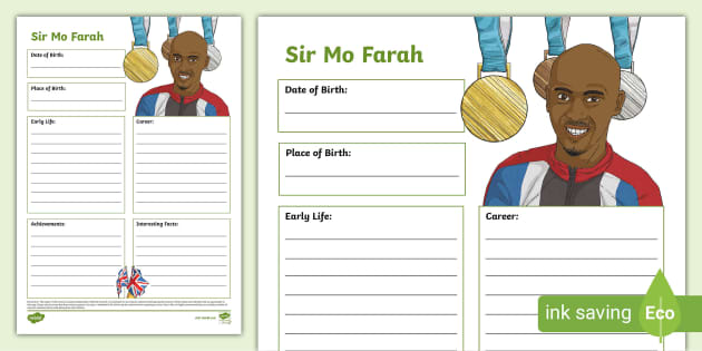 Sir Mo Farah Fact File Template,Mo Farah (teacher made)