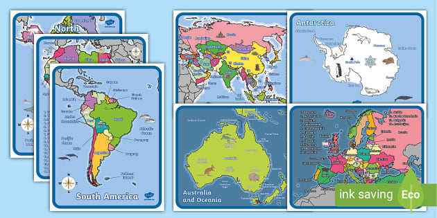 Maps of the World, Maps of Continents, Countries and Regions