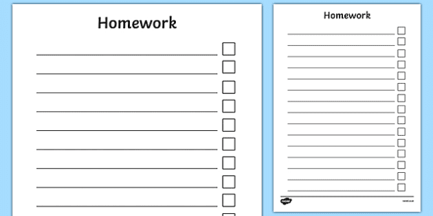 Homework Planner Template - Printable Diary
