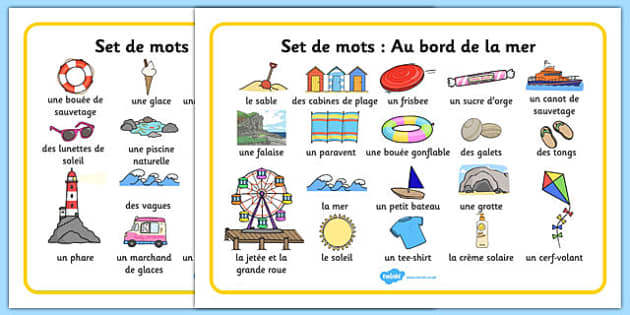 Set De Mots Au Bord De La Mer Seaside Word Mat French