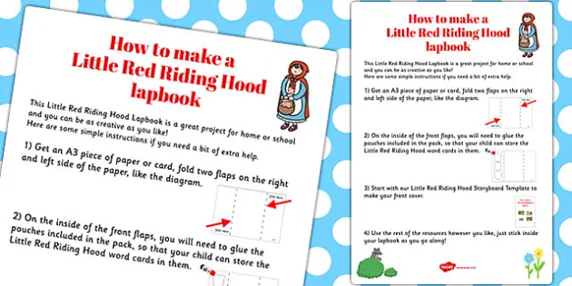 Little Red Riding Hood Lapbook Instructions Sheet Lapbooks