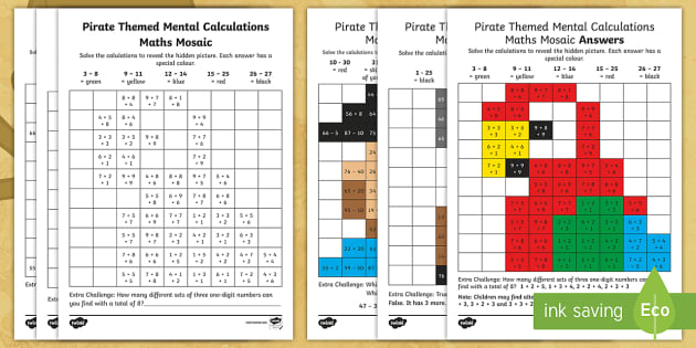 LSK2 Pirate Themed Mental Calculations Code Breaker Differentiated