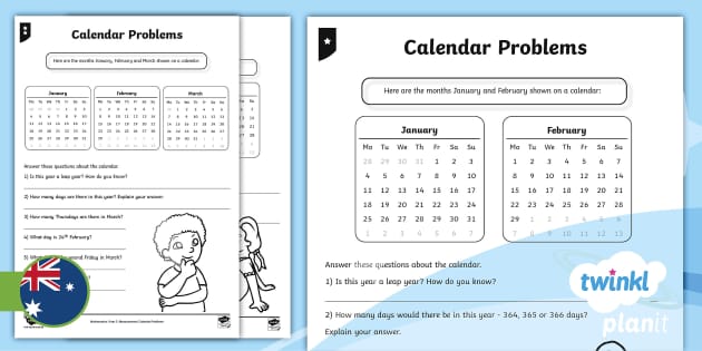 Year 2 Measurement: Calendar Problems Home Learning Tasks