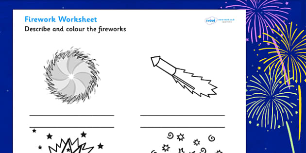 Firework Colour and Describe Activity (teacher made)