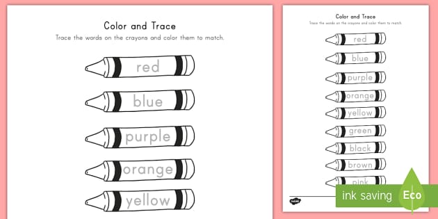 Trace The ink Words Worksheets