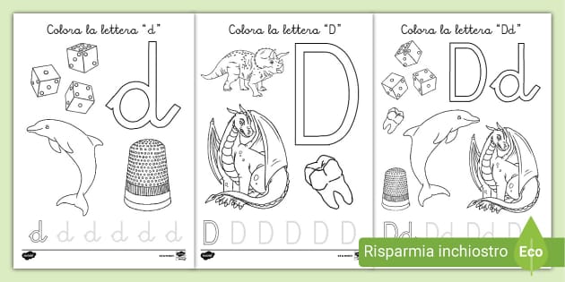 Lettera D | Foglio da colorare (Teacher-Made) - Twinkl