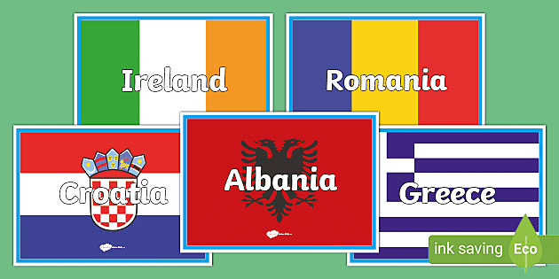 European Country Shapes and Flags Flashcards (Teacher-Made)