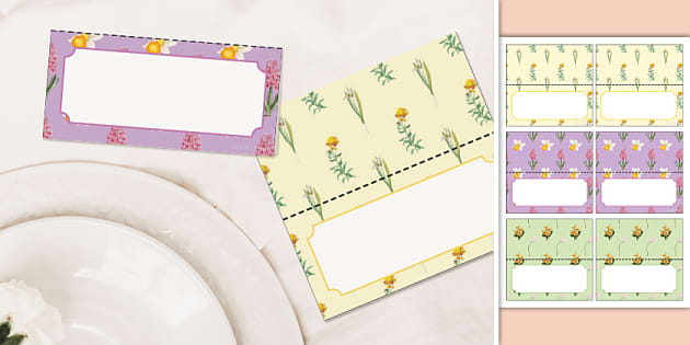 Spring Flowers Place Name Cards | Twinkl Party - Twinkl