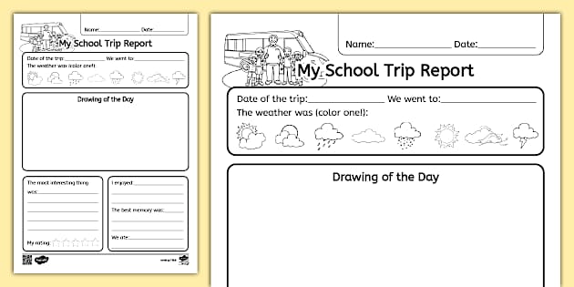 School Trip Report English Worksheet 遠足の感想文英語プリント