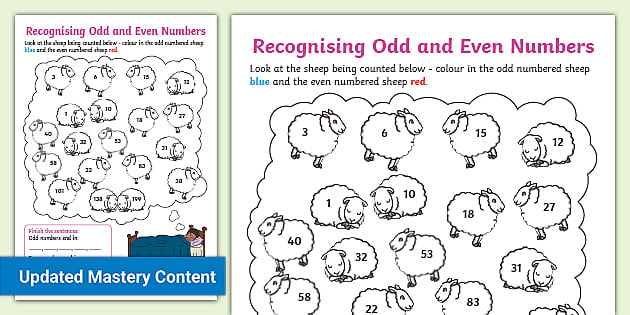 Recognising Odd And Even Numbers Worksheet Worksheet