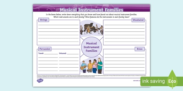 instrument families printable