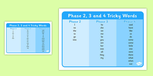 Phase 2 3 and 4 Tricky Words Word Mat - Phase 2 to 5 Tricky Words Word Mat