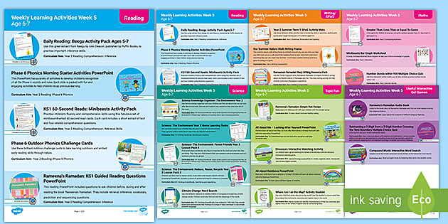 Weekly Learning Activities Week 5 (Ages 6-7) (teacher made)