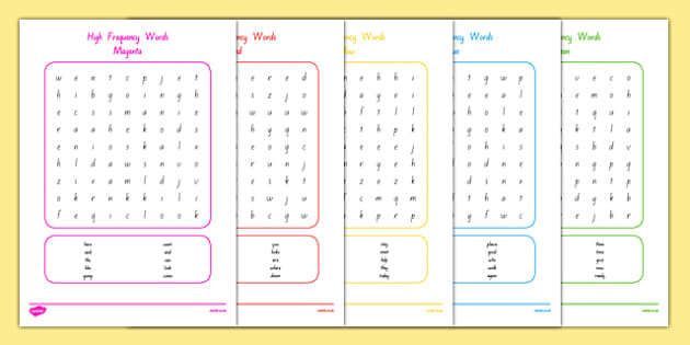 High Frequency Words Word Search