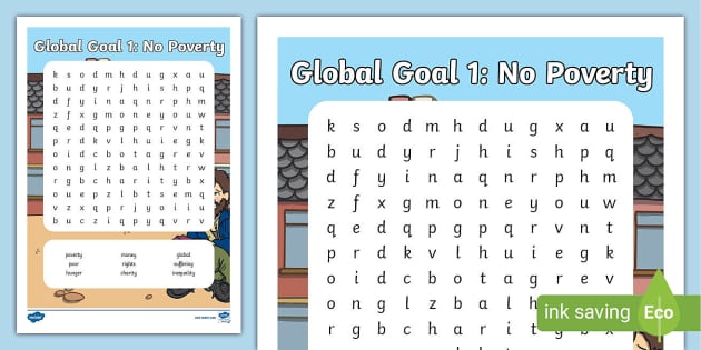No Poverty Activity with Words - Word Search for Children