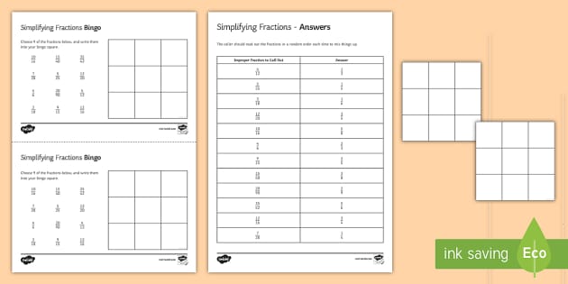Simplifying Fractions Bingo - simplifying fractions, fractions picture regarding Simplifying Fractions Game Printable identified as Simplifying Fractions Bingo - simplifying fractions, fractions