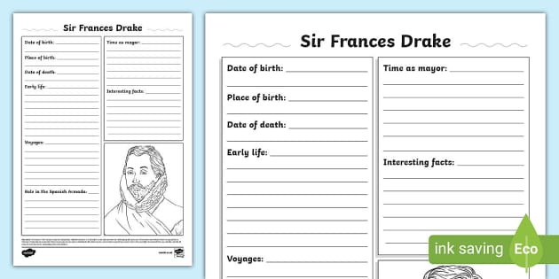 Sir Frances Drake Fact File Template,Sir Frances Drake