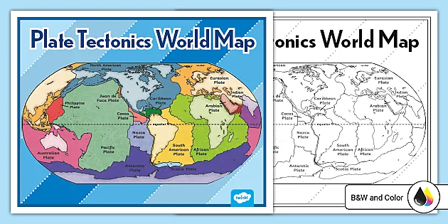 Plate Tectonics World Map, Teaching Resources